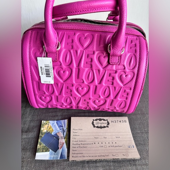 Brighton Bubble Gum Pink Deeply In Love Satchel PLUS Matching Handbag Fob - Picture 7 of 13